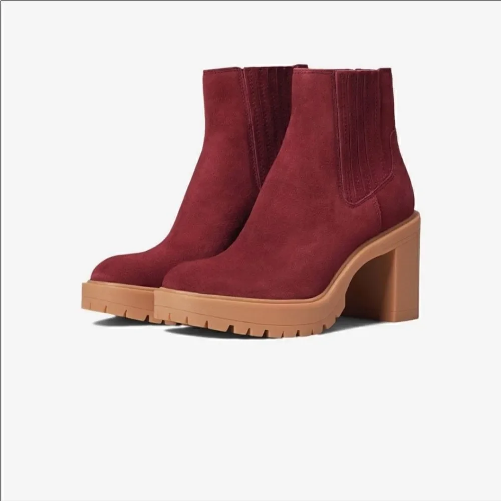 Dolce Vita Caster H2O Maroon Waterproof Suede Boots NWT